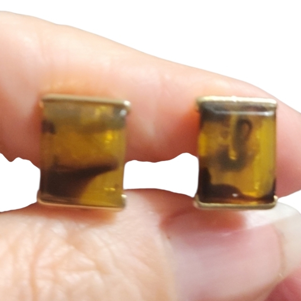 Monet Signed Tortoise Shell Lucite Vintage Clip On Earrings